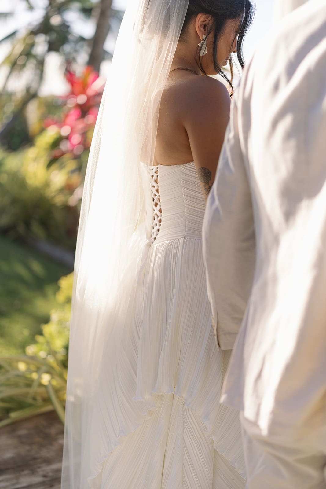 portrait of a bride and groom during their ceremony at one of the best wedding venues in rincon