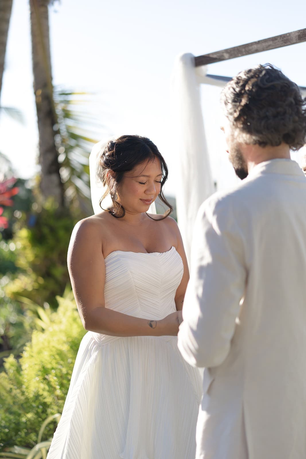 portrait of a bride during her wedding ceremony at the best rincon wedding venue